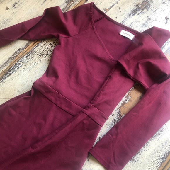 SUNDAY BEST Aritzia Sparrow Dress Fit & Flare Dress Maroon Burgundy S Like New - Picture 8 of 11